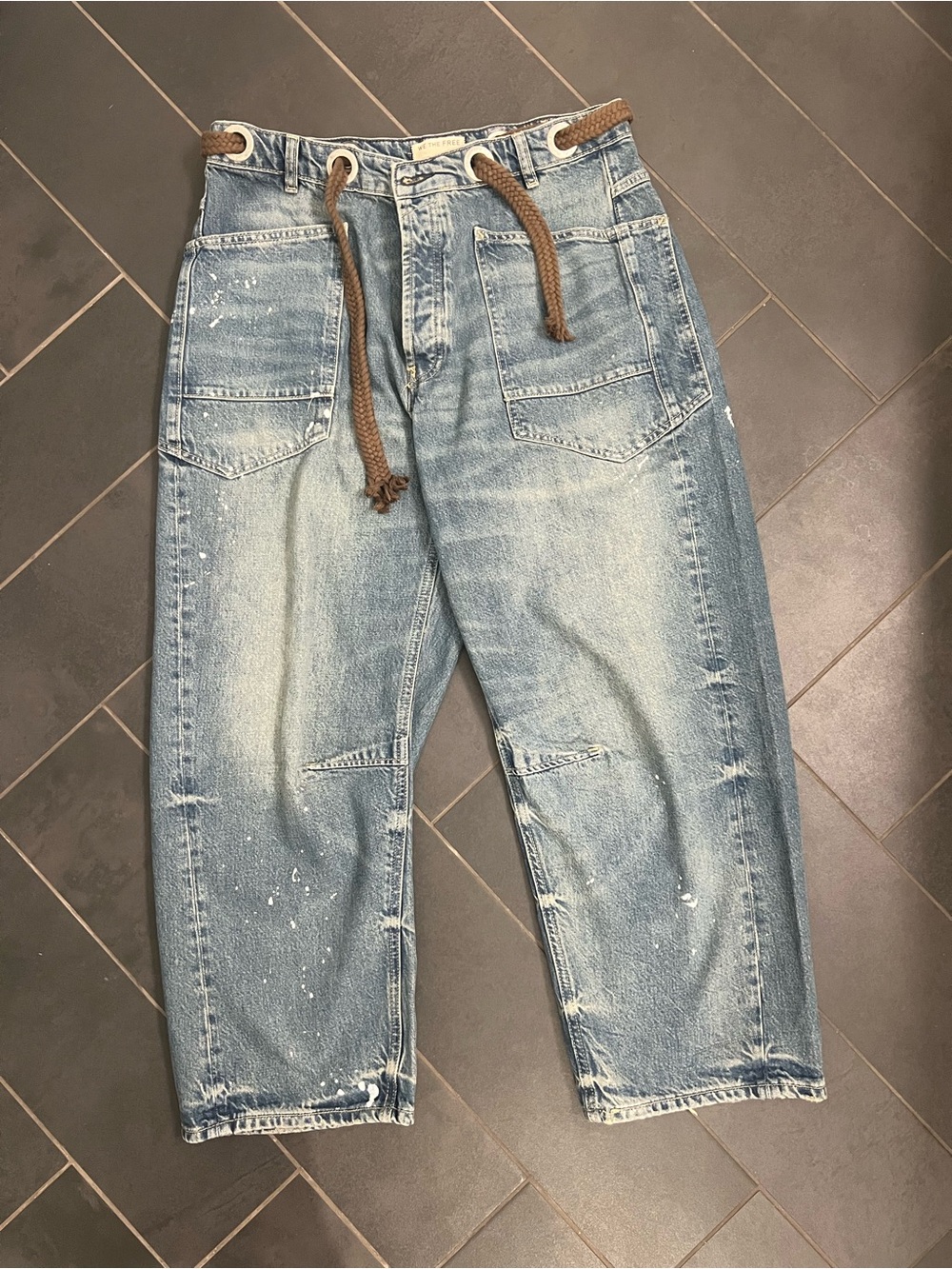 We The Free Free People Moxie Pull-On Barrel Jeans, NWOT, Sz 30 Boho, Slouchy
